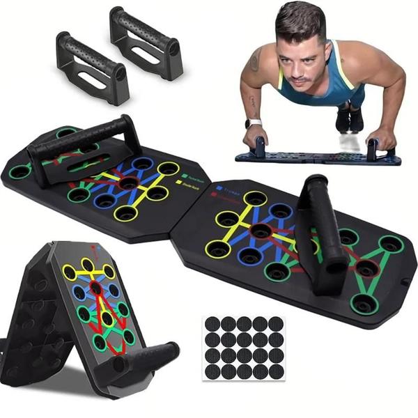 Imagem de Conjunto De Placa Push-up Multifuncional Dobrável Com Alças, Equipamento Fitness Para Treinamento De