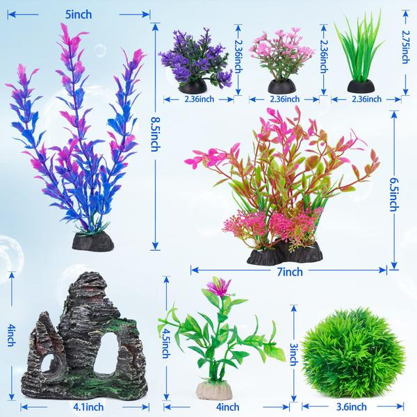 Imagem de Conjunto de plantas de plástico Ameliade Fish Tank para decorações de aquário