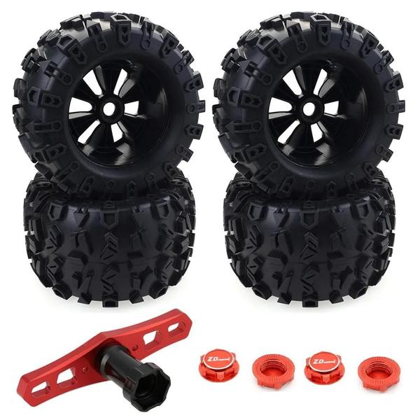 Imagem de Conjunto de Pneus e Rodas Hexagonais 17mm para Caminhão RC 1/8 - Traxxas Maxx/T Maxx