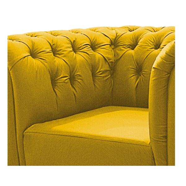 Imagem de Conjunto de Poltrona Cadeira Decorativa Chesterfield e Sofá 2 lugares Suede Amarelo Sala de Estar Recepção Luxo Capitonê - AM Decor