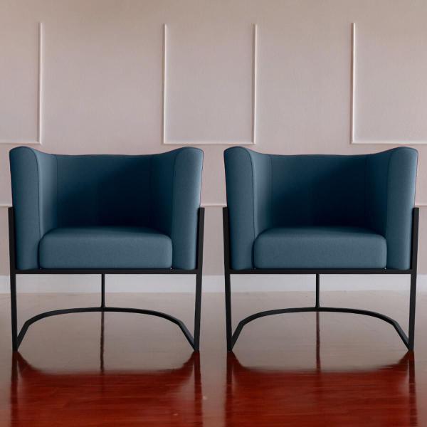 Imagem de Conjunto de Poltronas Decorativas Craig Veludo Azul