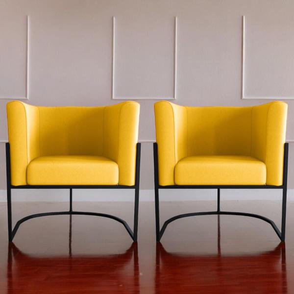 Imagem de Conjunto de Poltronas Decorativas Craig Veludo Holland Amarelo