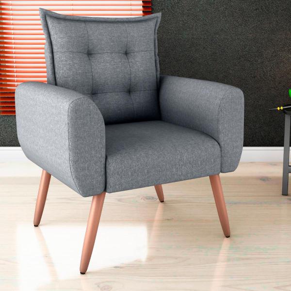 Imagem de Conjunto de Poltronas Decorativas Lily Linho Cinza Saturno