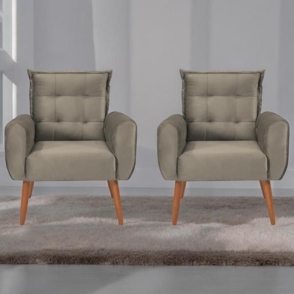 Imagem de Conjunto de Poltronas Decorativas Lily Veludo Cappuccino