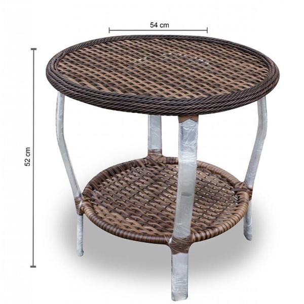 Imagem de Conjunto de Poltronas Fibra Sintética Bali Alumínio - 4 Poltronas + 1 Mesa Centro - Tecido Cabanas