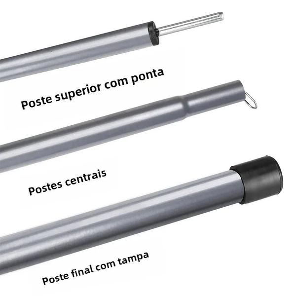 Imagem de Conjunto de Postes Telescópicos para Barraca - 2m, Leve e Ajustável