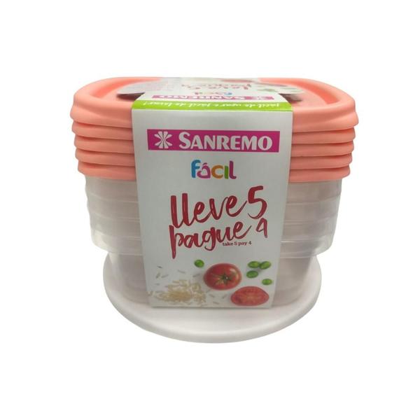 Imagem de Conjunto de Potes 530ml Fácil  5 Unidades - Sanremo