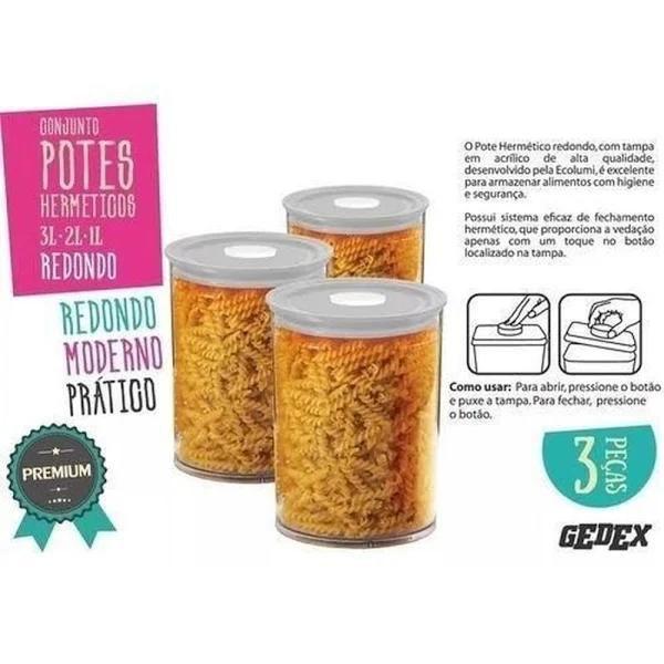 Imagem de Conjunto de Potes Herméticos 3 Peças Redondo - Ecolumi Gourmet