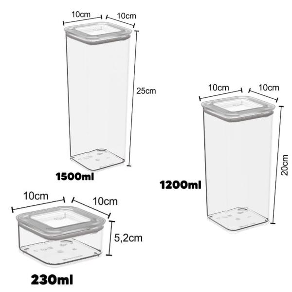 Imagem de Conjunto de Potes herméticos modulares Com 3 peças Coza