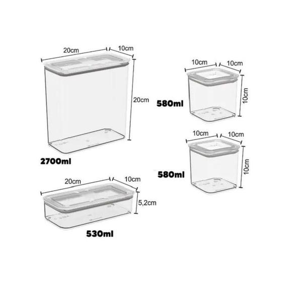 Imagem de Conjunto de Potes herméticos modulares com 4 peças - Coza