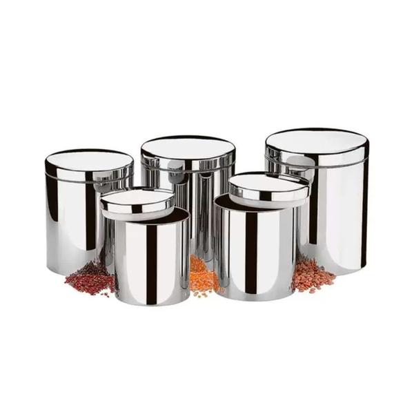 Imagem de Conjunto De Potes Inox Porta Mantimentos 5 Peças Com Tampa Suprema 2100101 Brinox