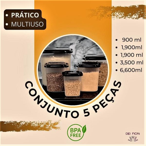 Imagem de Conjunto De Potes Kit em Plástico Livre BPA 5 Peças Com Tampa