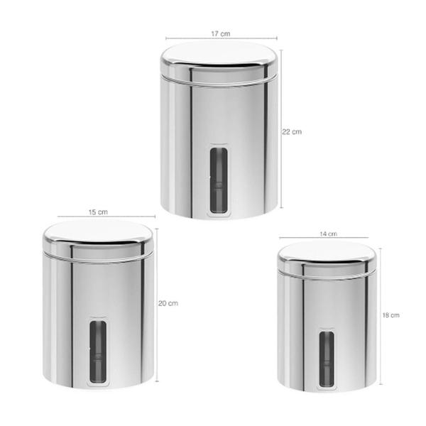 Imagem de Conjunto de Potes para mantimentos 5 Peças Inox com tampa e visor - Brinox - Ref.2125/101