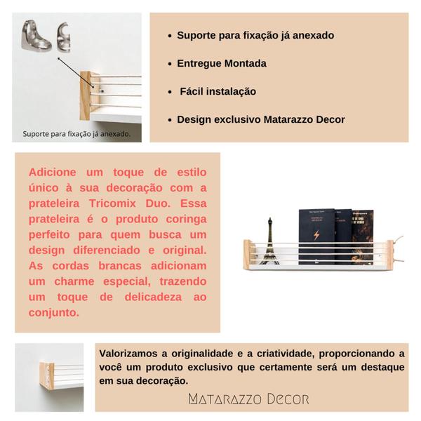 Imagem de Conjunto de prateleira decorativa tricomix preta 50x10 - decora e organiza (quarto/sala/escritório)