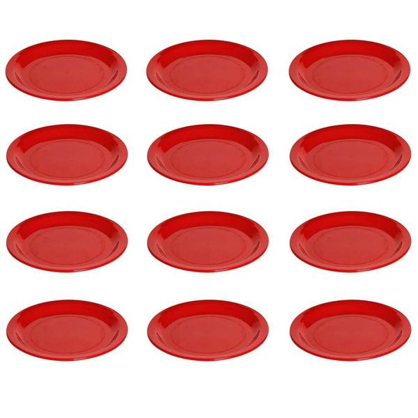 Imagem de Conjunto De Prato Elegance Vemplast 19Cm - 12 Peças Vermelho