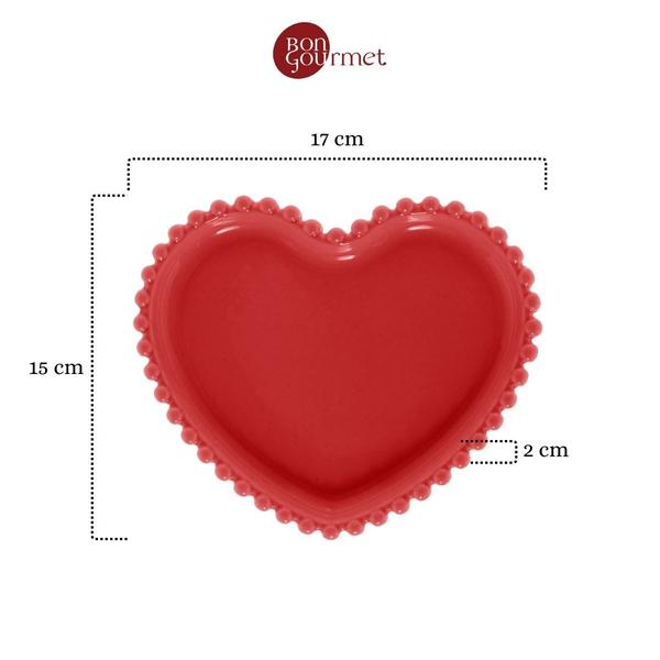 Conjunto De Pratos Formato Coração Doces Sobremesa Vermelho - Wolff Imagem de Conjunto De Pratos Formato Coração Doces Sobremesa Vermelho