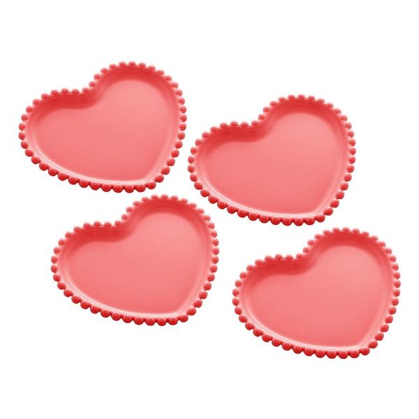 Conjunto De Pratos Formato Coração Doces Sobremesa Vermelho - Wolff Imagem de Conjunto De Pratos Formato Coração Doces Sobremesa Vermelho