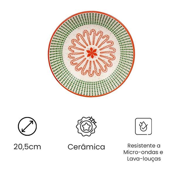 Conjunto De Pratos Fundos 20,5cm com 06 Peças Temático Natal Malabarismo Natalino - Oxford Imagem de Conjunto De Pratos Fundos 20,5cm com 06 Peças Temático Natal Malabarismo Natalino - Oxford