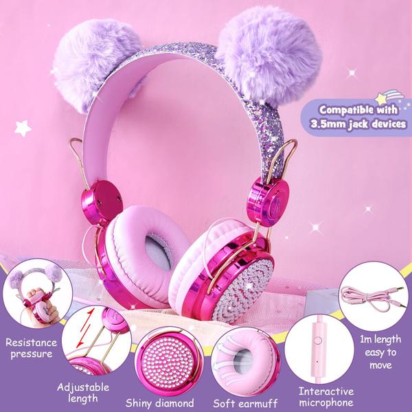 Imagem de Conjunto de presente Tacobear Unicorn para meninas de 6 a 10 anos com fones de ouvido