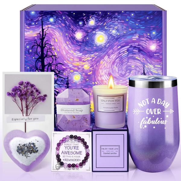 Imagem de Conjunto de presentes Apjielop Lavender Scent com copo, sabonete, vela e muito mais