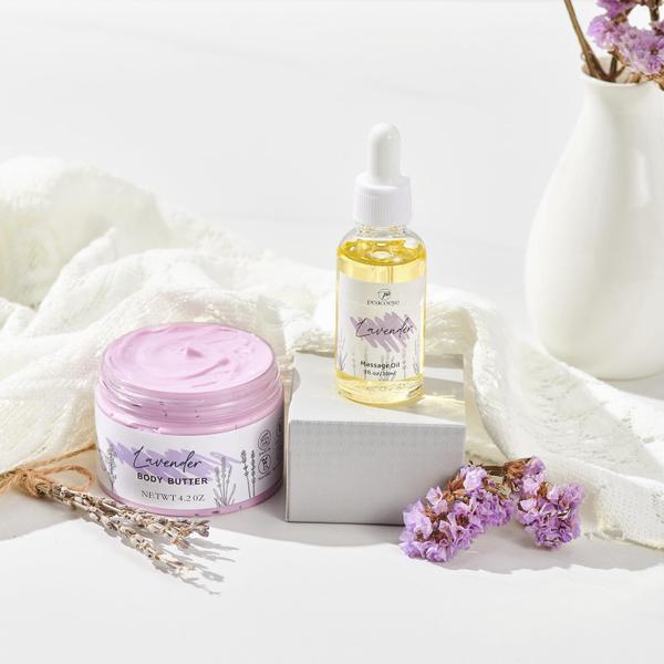 Imagem de Conjunto de presentes de spa Peacoeye com aroma de lavanda para mulheres com vela