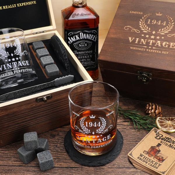 Imagem de Conjunto de presentes Pagather Whiskey Glass 80th Birthday Vintage 1944