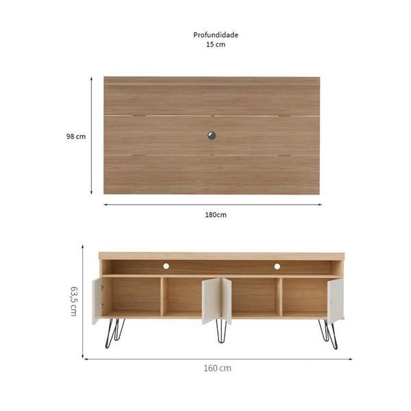 Imagem de Conjunto de Rack Liberty com Painel para TV até 75 Polegadas Nevada Carvalho e Off White
