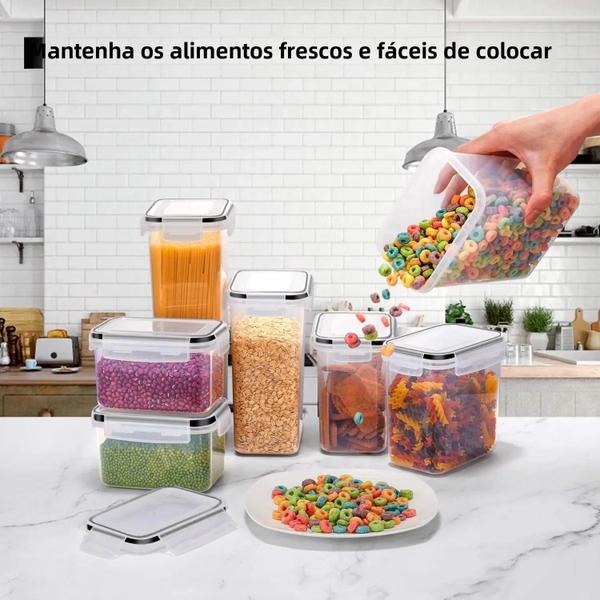 Imagem de Conjunto De Recipientes De Alimentos Herméticos De Plástico Sem Bpa 7 Unidades Com Adesivos E Caneta