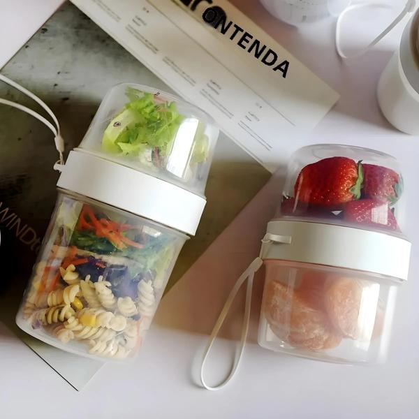Conjunto de Recipientes para Salada de Iogurte e Aveia - Com Tampa e Garfo Imagem de Conjunto de Recipientes para Salada de Iogurte e Aveia - Com Tampa e Garfo