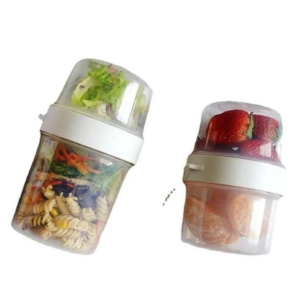 Conjunto de Recipientes para Salada de Iogurte e Aveia - Com Tampa e Garfo Imagem de Conjunto de Recipientes para Salada de Iogurte e Aveia - Com Tampa e Garfo