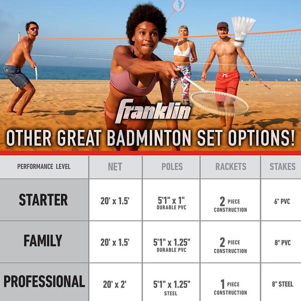 Imagem de Conjunto de rede de badminton Franklin Sports Elite com raquetes e acessórios