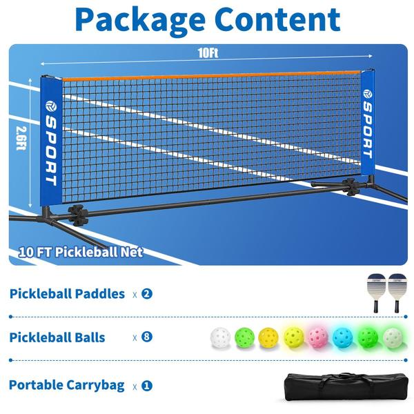 Imagem de Conjunto de rede Pickleball Furypoint Mini Portable de 10 pés com pás