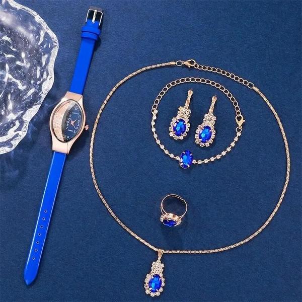 Imagem de Conjunto de Relógios de Quartzo Feminino Luxo - 6 Peças com Mostrador de Strass