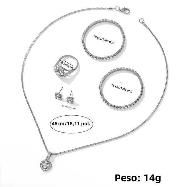 Imagem de Conjunto de Relógios de Quartzo Feminino Luxuoso - 7 Peças com Pulseira de Strass