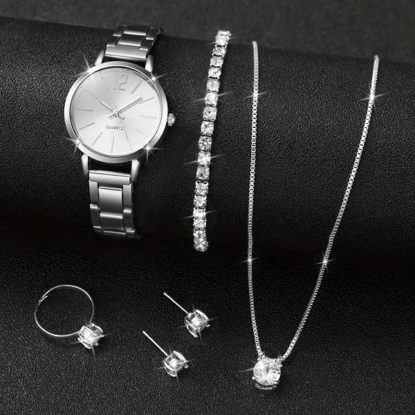 Imagem de Conjunto de Relógios de Quartzo Femininos - 6 Peças com Pulseira de Aço Inoxidável e Pedrarias