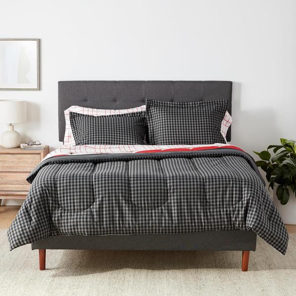 Imagem de Conjunto de roupa de cama Amazon Basics Comforter Full/Queen Red de 7 peças