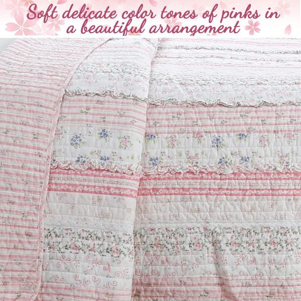 Imagem de Conjunto de roupa de cama Cozy Line Home Fashions rosa 100% algodão Twin