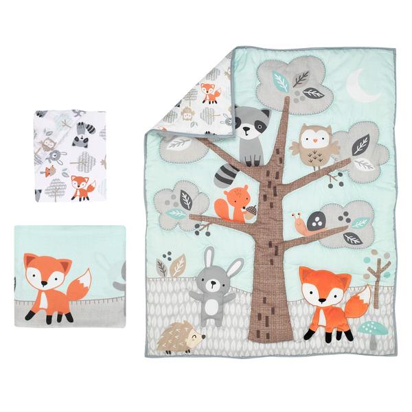 Imagem de Conjunto de roupa de cama de berço Bedtime Originals Woodland Friends 3 peças