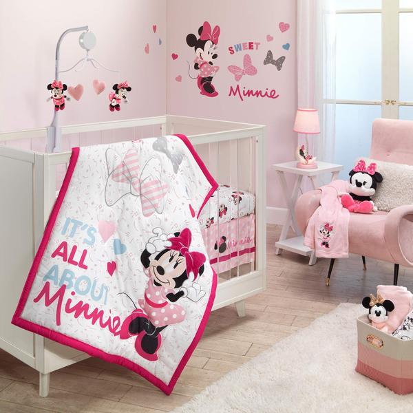 Imagem de Conjunto de roupa de cama de berço Lambs & Ivy Disney Baby Minnie Mouse Love