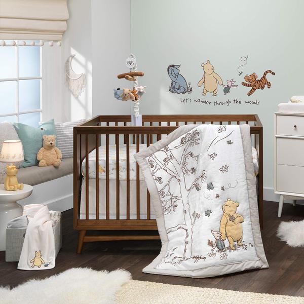 Imagem de Conjunto de roupa de cama de berço Lambs & Ivy Disney Baby Storytime Pooh de 3 peças