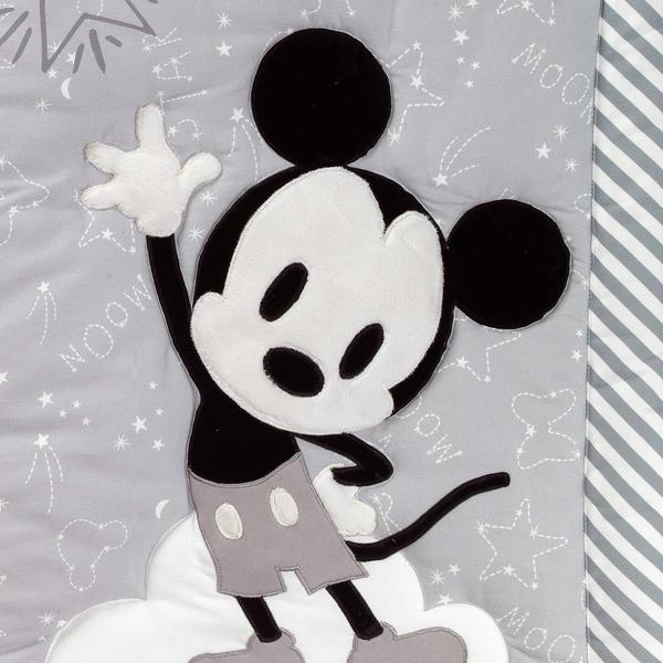 Imagem de Conjunto de roupa de cama de berço Lambs & Ivy Mickey Mouse 4 peças cinza