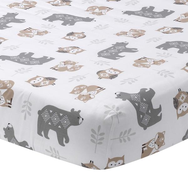 Imagem de Conjunto de roupa de cama de berço Lambs & Ivy Woodland Forest Animal de 5 peças