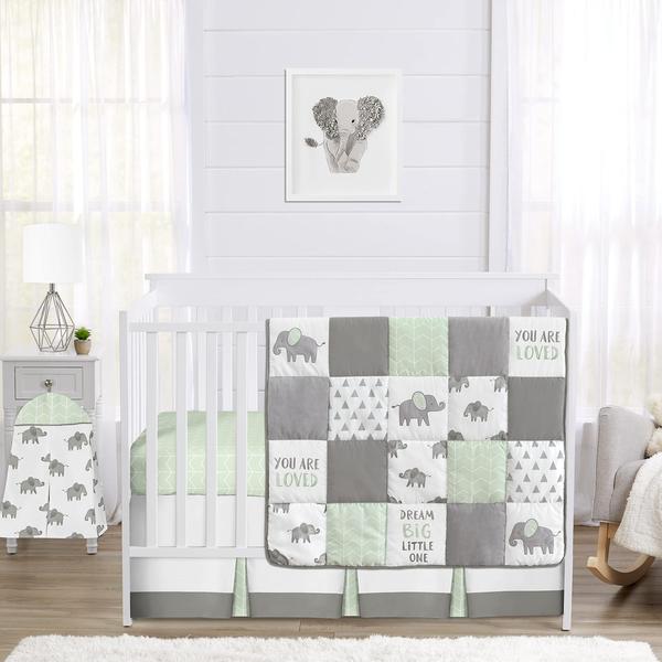 Imagem de Conjunto de roupa de cama de berço Sweet Jojo Designs Elephant Safari 4 peças