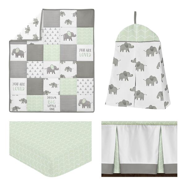 Imagem de Conjunto de roupa de cama de berço Sweet Jojo Designs Elephant Safari 4 peças