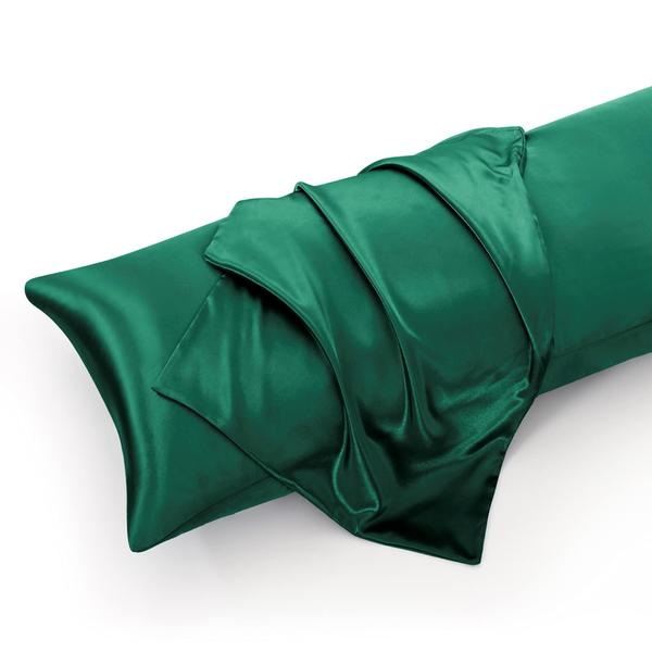 Imagem de Conjunto de roupa de cama Entisn Silky Satin Queen Size Blackish Green