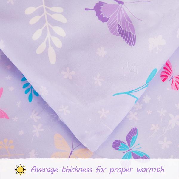 Imagem de Conjunto de roupa de cama infantil Viviland Butterfly Floral Purple Microfiber