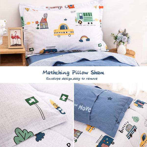 Imagem de Conjunto de roupa de cama infantil WONGS BEDDING Cars 4 peças de algodão