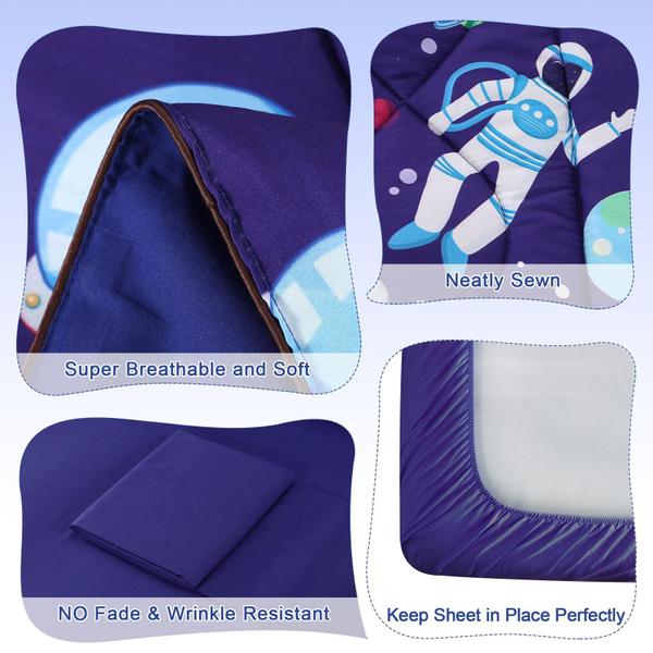 Imagem de Conjunto de roupa de cama infantil Wowelife Space para meninos e meninas, azul