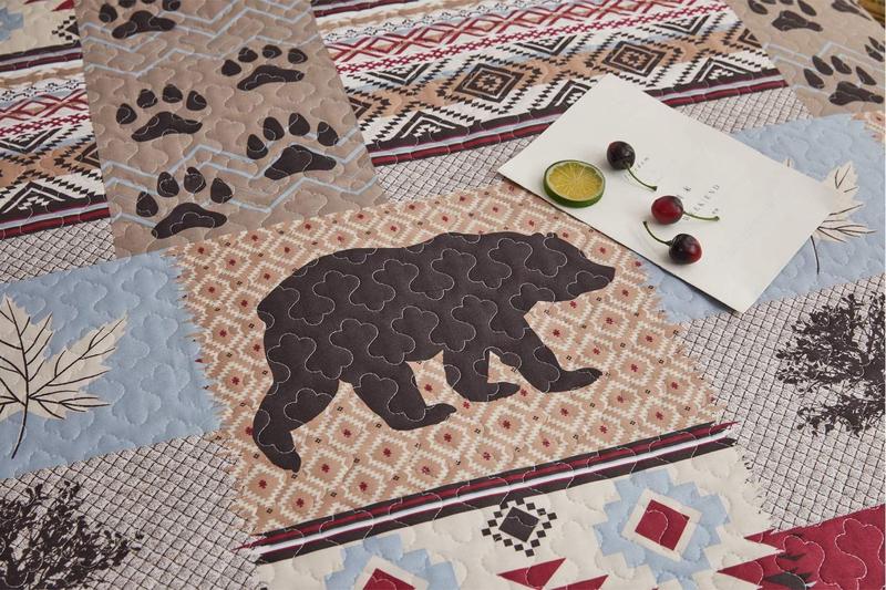 Imagem de Conjunto de Roupa de Cama King Hailea Rustic Cabin - Com Motivos de Alce e Urso