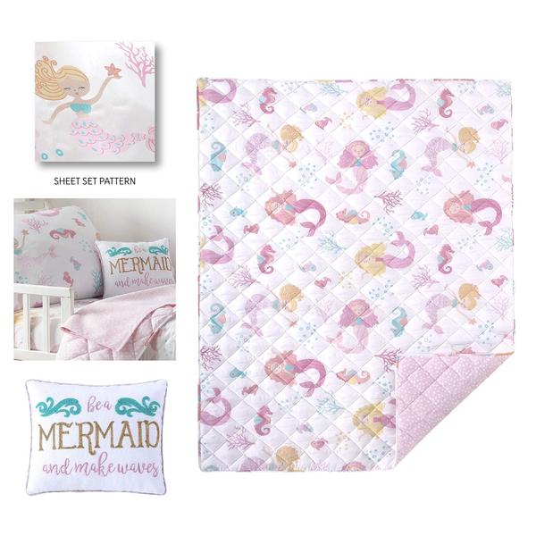 Imagem de Conjunto de roupa de cama Levtex Baby Mermaid rosa, branco para criança